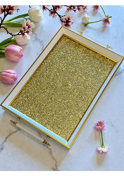 Premium Kalite Orjinal Iç Kabartmalı Cam Modern Çay Kahve Tepsi