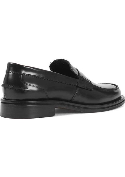 Erkek Siyah Açma Deri Loafer