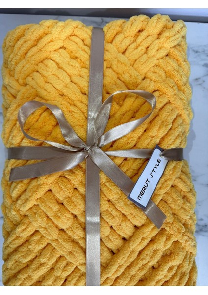 El Örgüsü Puffy Sarı Küp Şeker Modeli Bebek ve Tv Battaniyesi