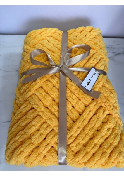 El Örgüsü Puffy Sarı Küp Şeker Modeli Bebek ve Tv Battaniyesi