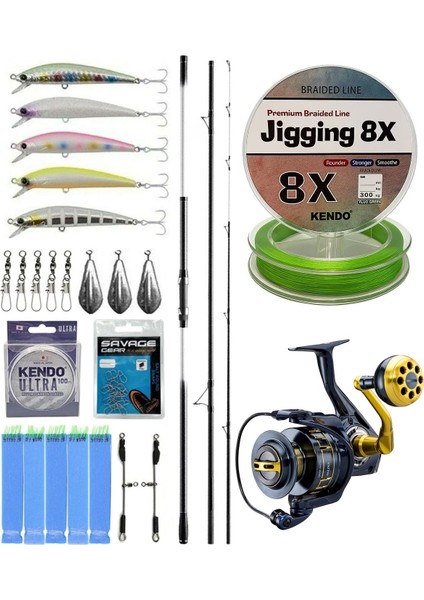 Yekoutdoor Surf Seti Shimano Kamış Beastmaster K Surf Hybrid 4,50M 225G 3pc K-Type Dps & Okuma Salina SA-8000A Olta Makinesi