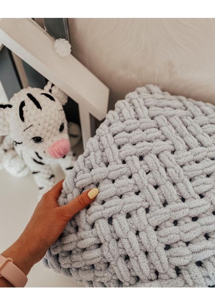 Puffy El Örgüsü Bebek&tv Battaniyesi Gri