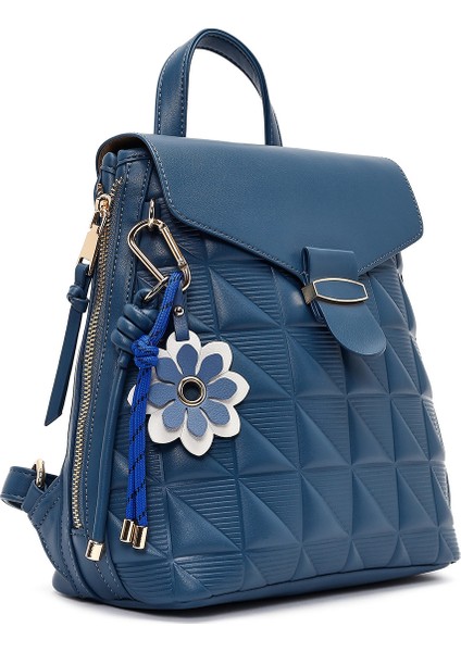 Kadın Mavi Baskılı Aksesuarlı Sırt Çantası 25ABD285026 indirimleri