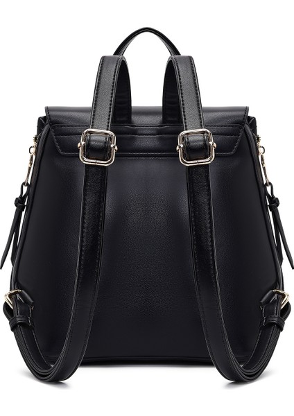 Kadın Siyah Baskılı Aksesuarlı Sırt Çantası 25ABD285026 modelleri