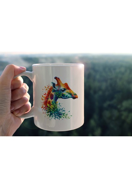 Yaprak Desenli Hayvanlar Serisi 41 , Hediyelik ,sevimli Hayvanlar,yüksek Kalite Porselen Kupa Bardak