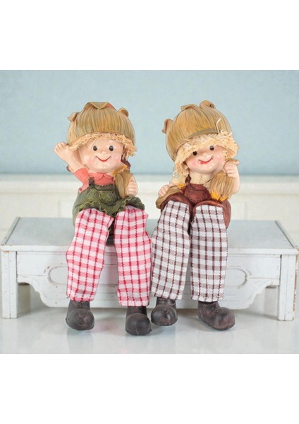 Ayakları Sallanan 2’li Mısır Kafalar Biblo Heykel Dekoratif Mutfak Ev Ofis Hediyesi Masa Süsü 15 cm