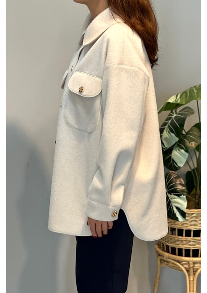 Cep ve Düğme Detaylı Ceket 35851 Ekru fiyatları