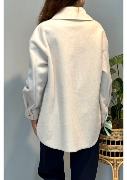 Cep ve Düğme Detaylı Ceket 35851 Ekru modelleri