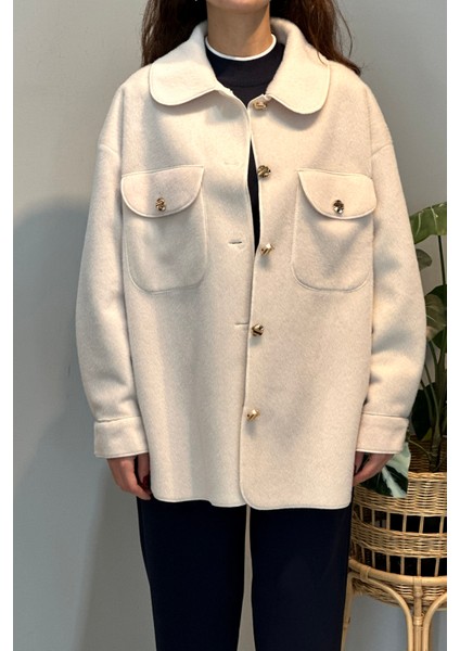 Cep ve Düğme Detaylı Ceket 35851 Ekru indirimleri