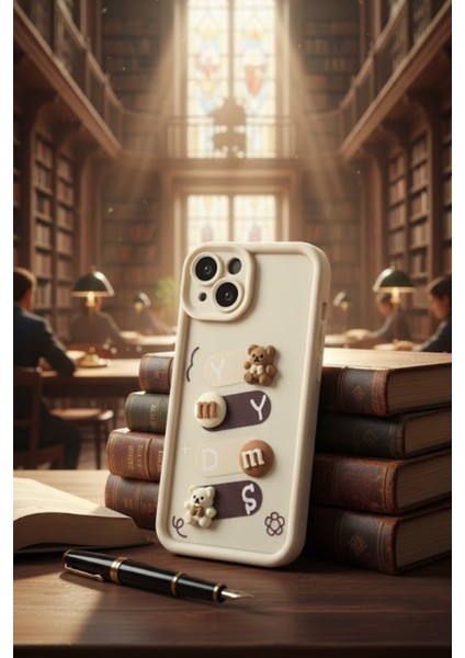 Iphone 15 Uyumlu Kılıf Beyaz Renk Ayıcık Figürlü 3D Kamera Korumalı Darbe Emici Yumuşak Silikon Kapak fiyatları