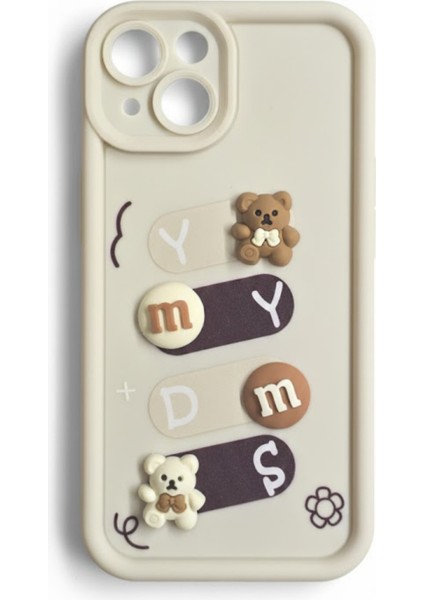 Iphone 15 Uyumlu Kılıf Beyaz Renk Ayıcık Figürlü 3D Kamera Korumalı Darbe Emici Yumuşak Silikon Kapak fırsatları