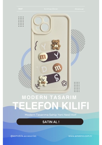 Iphone 15 Uyumlu Kılıf Beyaz Renk Ayıcık Figürlü 3D Kamera Korumalı Darbe Emici Yumuşak Silikon Kapak indirimleri