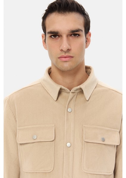 Ds Damat Regular Fit Bej Düz Kadife Görünümlü Gömlek Mont fiyatları