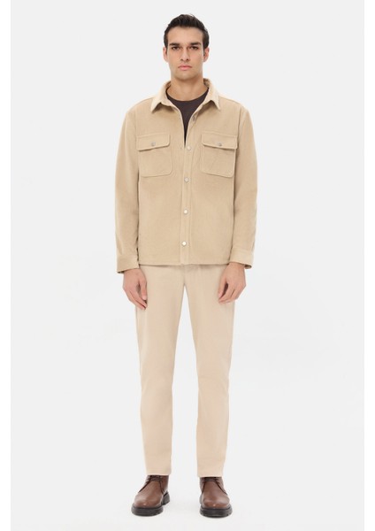 Ds Damat Regular Fit Bej Düz Kadife Görünümlü Gömlek Mont fırsatları