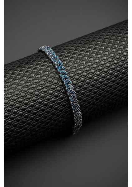 925 Ayar Gümüş Lacivert Zirkon Taşlı Gümüş Renk Erkek Bileklik FRJ12683-3683-L fiyatları