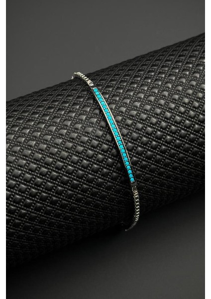 925 Ayar Gümüş Turkuaz Zirkon Taşlı Gümüş Renk Erkek Bileklik FRJ12652-3652-M fiyatları