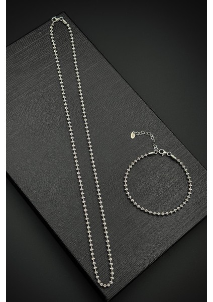 925 Ayar Gümüş Italyan Model Gümüş Renk Erkek Bileklik/kolye Set FRJ12610-3610-A