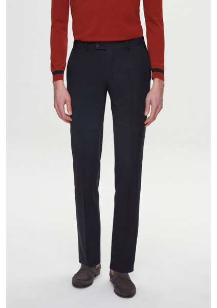 Ds Damat Regular Fit Koyu Lacivert Düz Travel Kumaş Pantolon