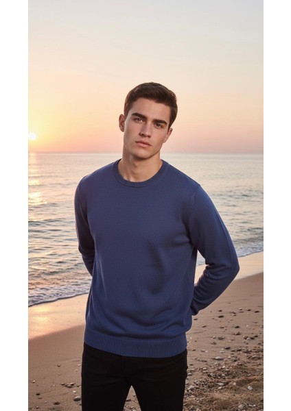 Erkek Ince Bisiklet Yaka Basic Triko Kazak