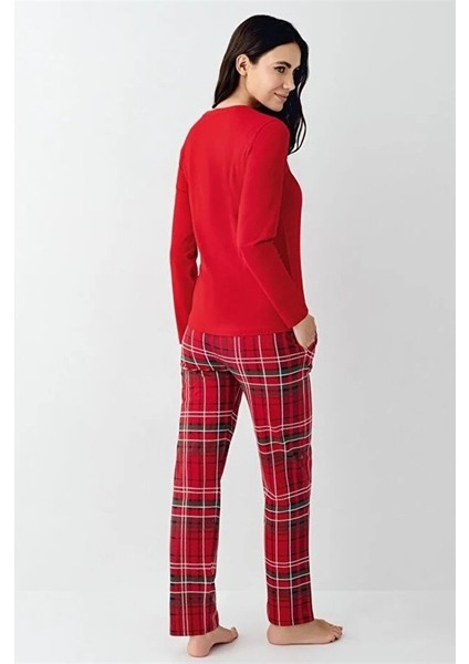 %100 Pamuk Ekose Yılbaşı Konsept Bayan Pijama Takım fiyatları