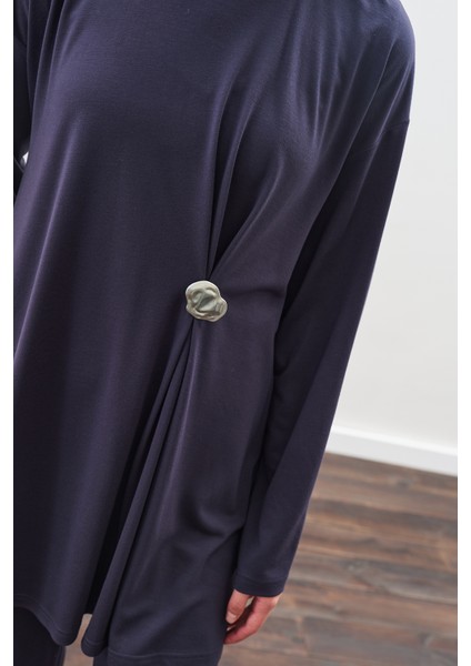 Düğüm Tasarımlı Pantolonlu Takım Lacivert modelleri