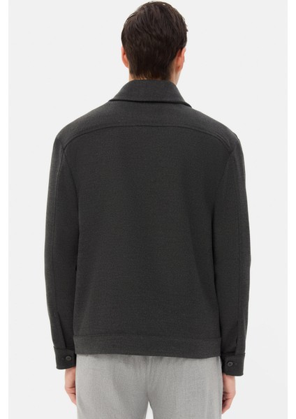 Relaxed Fit Gri Melanj Örme Gömlek Ceket modelleri