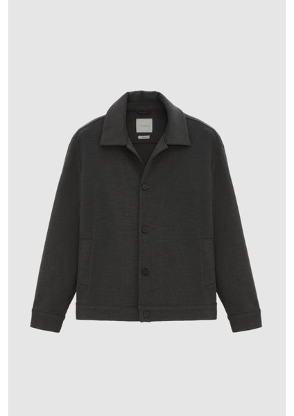 Relaxed Fit Gri Melanj Örme Gömlek Ceket indirimleri