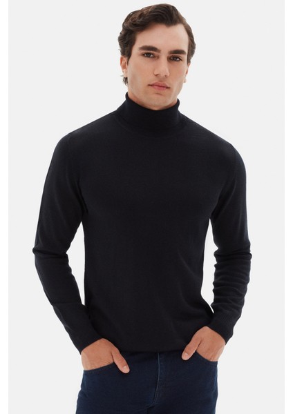 Ds Damat Regular Fit Lacivert Düz Örgü Kazak