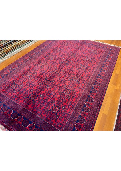 El Dokuma Afgan Halı Yıldız Desenli Bordo Renk 6 Metre Kare fiyatları