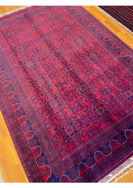 El Dokuma Afgan Halı Yıldız Desenli Bordo Renk 6 Metre Kare modelleri