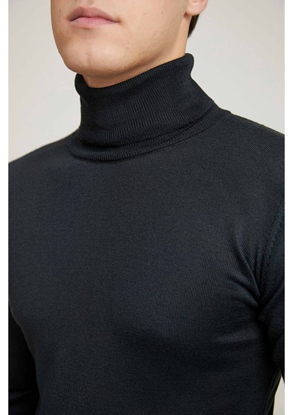 Ds Damat Regular Fit Siyah Düz Örgü Kazak modelleri
