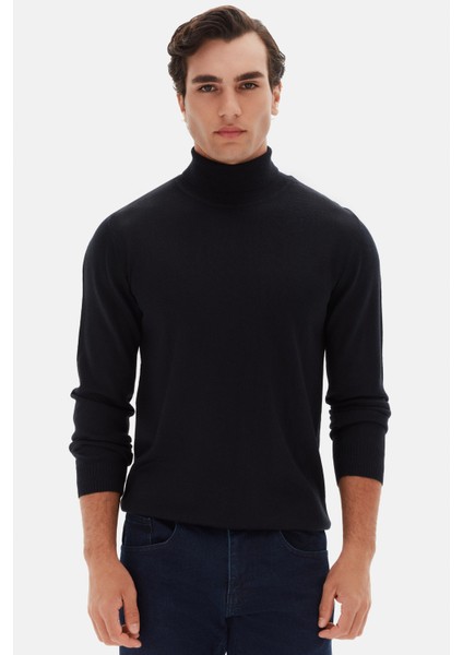 Ds Damat Regular Fit Lacivert Düz Örgü Kazak