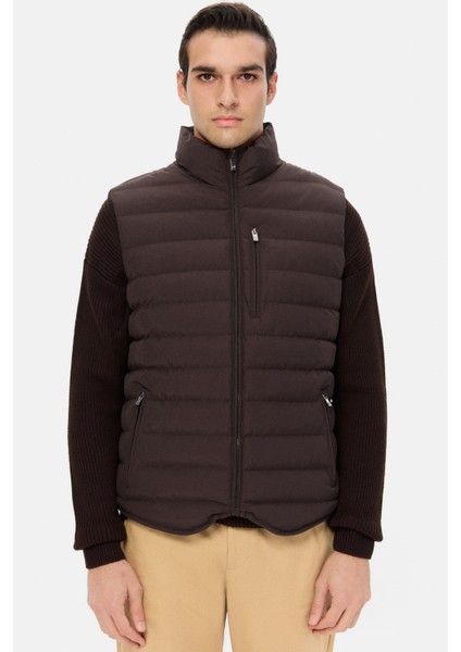 Ds Damat Regular Fit Kahverengi Düz Yelek Mont