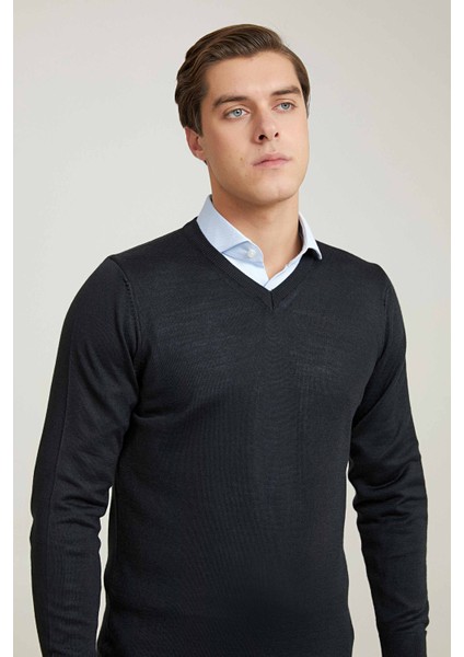 Ds Damat Regular Fit Siyah Düz Örgü Kazak fiyatları