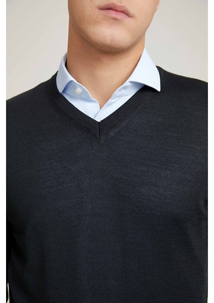 Ds Damat Regular Fit Siyah Düz Örgü Kazak modelleri