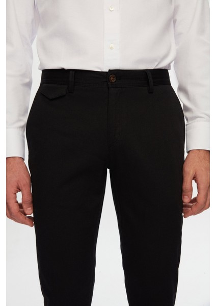 Slim Fit Siyah Armürlü Chino Pantolon fiyatları