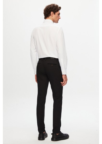 Slim Fit Siyah Armürlü Chino Pantolon fırsatları