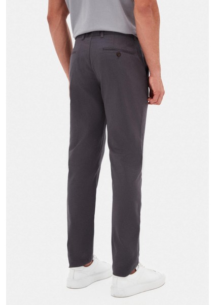 Slim Fit Antrasit Armürlü Chino Pantolon modelleri