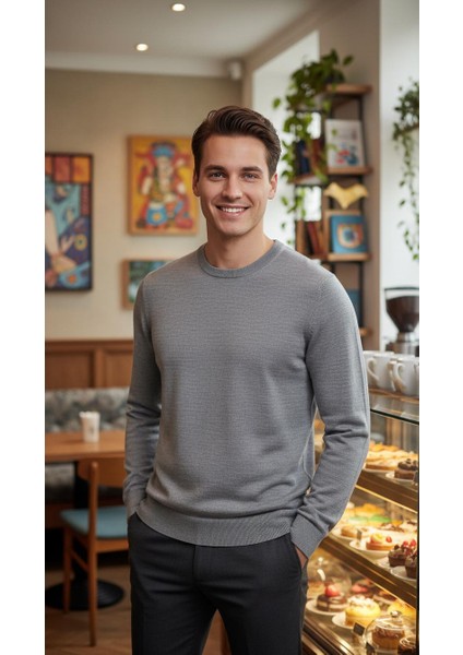 Erkek Ince Bisiklet Yaka Basic Triko Kazak