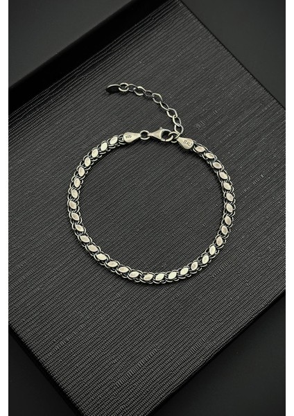 925 Ayar Gümüş Italyan Model Gümüş Renk Erkek Bileklik FRJ12567-3567-A