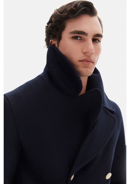 Ds Damat Slim Fit Lacivert Diyogonal Palto fırsatları