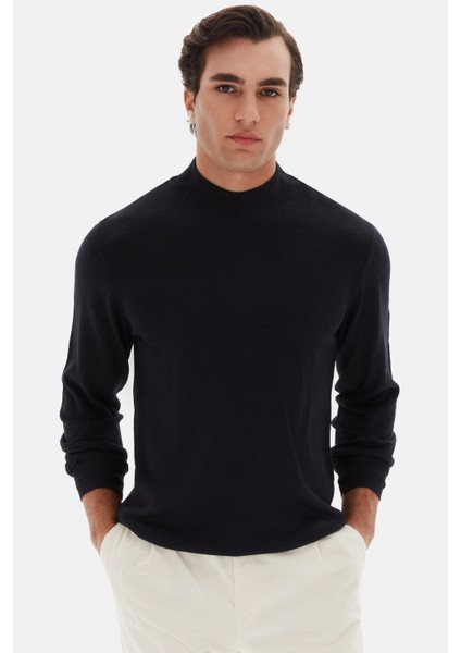 Ds Damat Regular Fit Lacivert Düz Örgü Kazak