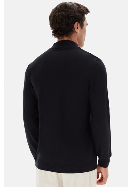 Ds Damat Regular Fit Lacivert Düz Örgü Kazak