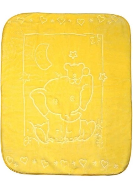 Kalın Peluş Bebek Battaniyesi 95X135 Sarı