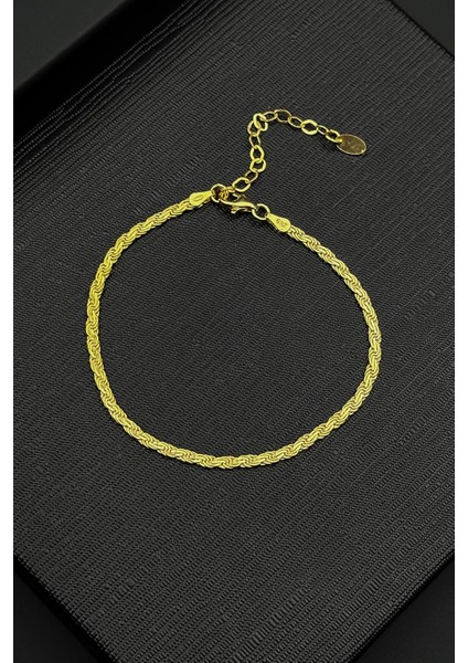 925 Ayar Gümüş Italyan Model Altın Renk Erkek Bileklik FRJ12398-3398-G