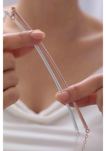 Sıralı Hasır Görünümlü Gümüş Unisex Bileklik