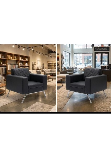 Prestij Siyah Deri Ofis Oturma Grubu 3+1+1 fırsatları