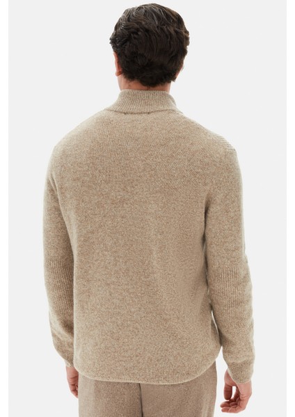 Ds Damat Regular Fit Bej Yün Karışımlı Kazak