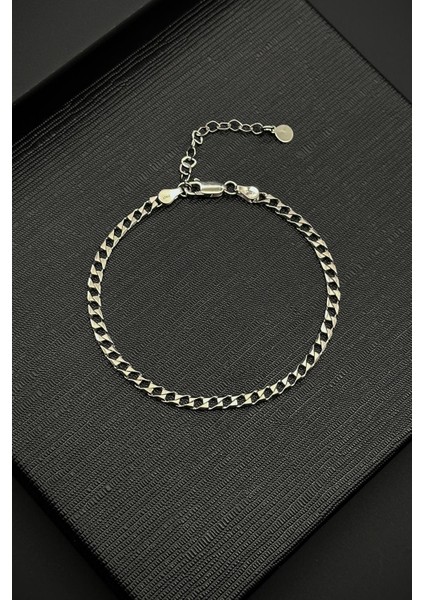 925 Ayar Gümüş Italyan Model Gümüş Renk Erkek Bileklik FRJ12389-3389-A