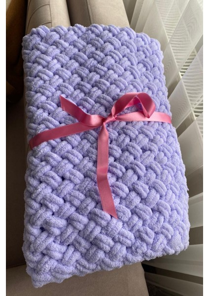 Mor Alize Yumuşacık Örgü Bebek Battaniyesi 100 x 100 fiyatları